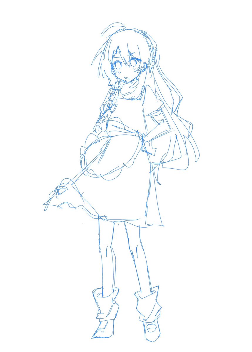 途中まで描き進めた立ち絵のラフが二種類あるんですけど、どっちがすき