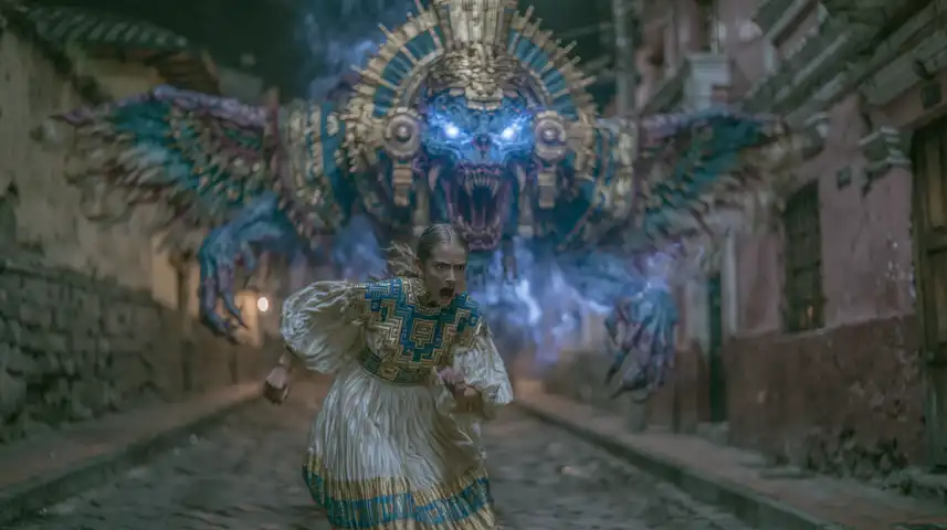 ToshiArte's tweet photo. The process felt like working with a real co-director who actually understands poetry, rhythm, and cultural weight.

I gave it the list of Ecuadorian monsters: 

• Aya Huma (stone-mask colossus) 
• Jurjurí 
• Amaru 
• Supay 
• Chuzalongo
It wrote the narration, generated the beats with Seedance 2.0, iterated on tone, fixed the pacing, and kept the Kichwa names perfect.

English narration with that weathered, low voice I wanted. 
Fog. Dread. Ecuadorian soul.