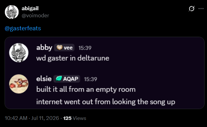 gaster irl feats tweet media