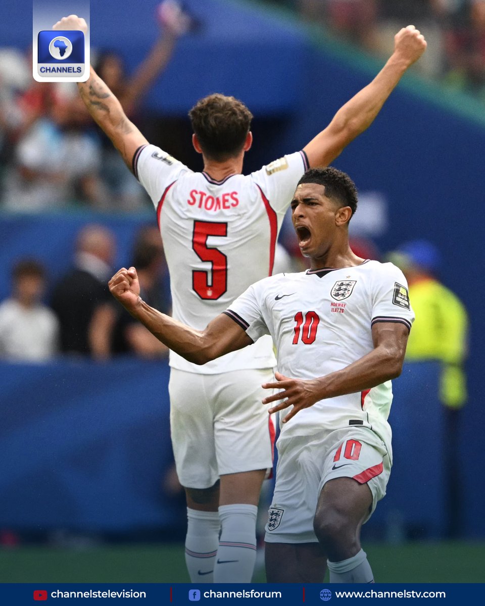 channelstv's tweet photo. #PhotoStory: England celebrate after scoring their equalising goal during the 2026 World Cup football tournament quarter-final match between Norway and England at Miami Stadium in Miami Gardens on July 11, 2026.

(Photo by PATRICIA DE MELO MOREIRA / AFP) https://t.co/ifwctNIwGx