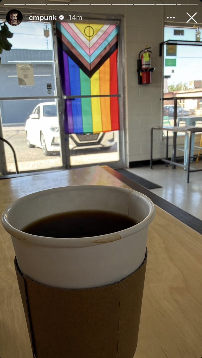 punk43's tweet photo. punk posting a pride flag on his story the day after almost kissing cody on the lips on live television #imsure https://t.co/SV7fCOjsQG