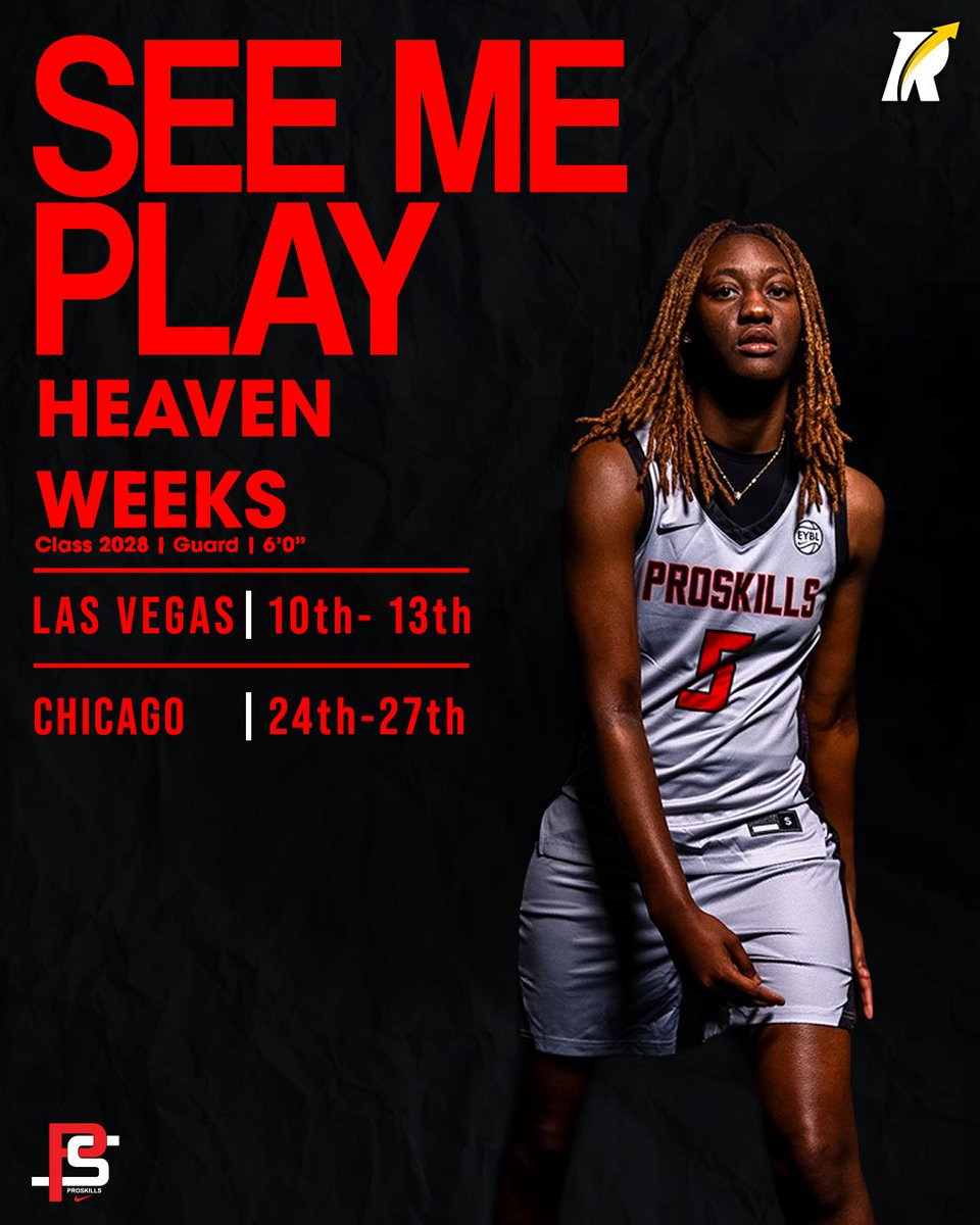 Revocruit's tweet photo. Heaven Weeks is set for a big July on the EYBL circuit.

The talented standout enters the NCAA live periods ready to compete against some of the nation’s best, continuing to establish herself as a prospect college programs will want to keep an eye on throughout July.

📍 Las Vegas: July 10–13
📍 Chicago: July 24–27

College coaches can watch Heaven compete live during both NCAA live periods and track her recruitment, schedule, film, and latest updates on the Revocruit platform.