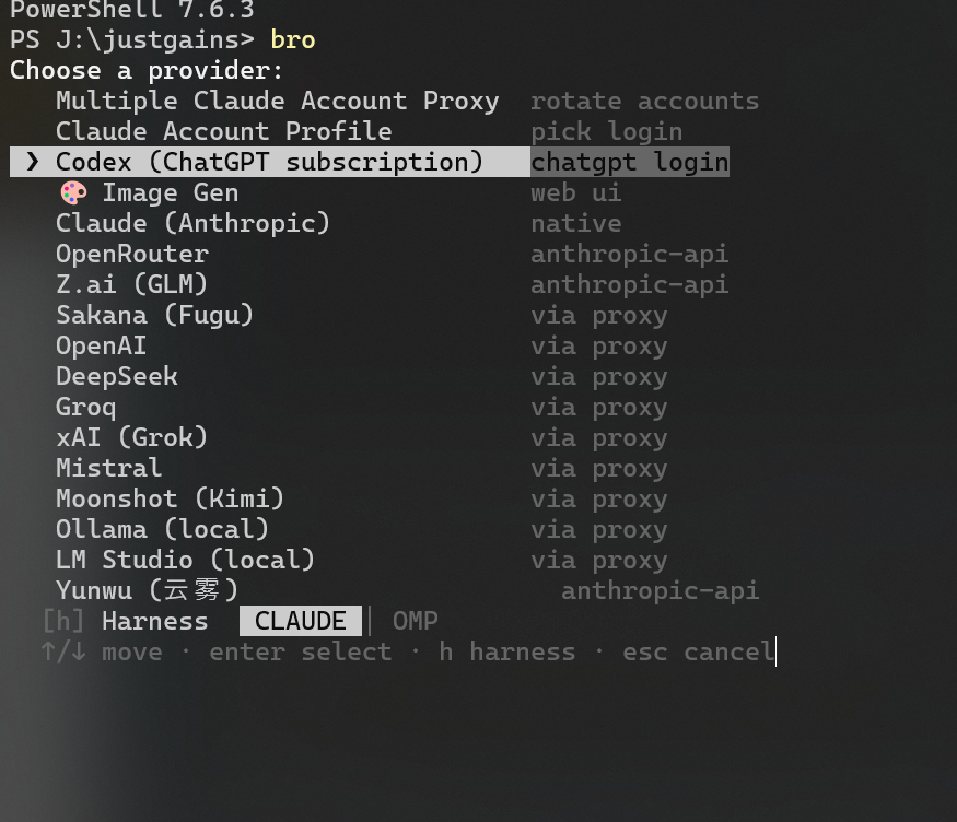 Brobro's tweet photo. @theo Think you'd really like my bro-cli! 

handles launching Claude and OMP with any provider + lets you swap your claude subs instantly with usage stats. 

ALSO hosts an image-gen UI for quick generations! 

https://t.co/t7ME27Wn22 https://t.co/tIZIz4ljki