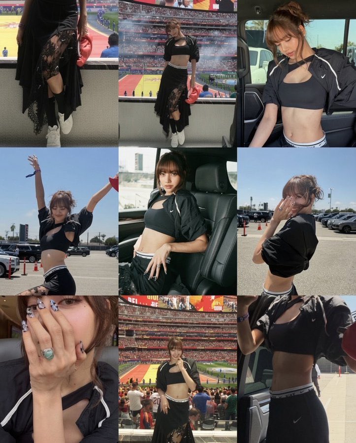 lalisamgger's tweet photo. The “why she’s hiding her nose” narrative by antis makes no sense and is dumb asf when the same post has more than 8 photos clearly showing it. She was literally promoting a Nike ring on her feed. Lisa is not the insecure person y’all keep trying to make her out to be https://t.co/l0rItedF6j
