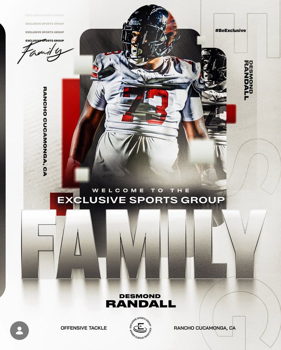 DesmondR73's tweet photo. Excited and blessed to announce I am now a member of @Exclusive_SG 🙏‼️Excited for whats to come in the future and to have @VicEnwere1, my family, and @Pcoachdub1 along this journey!!! @EtiwandaFB @Exclusive_NIL @CoachGeneJ @CoachRandallFB @CoachPaychek @theconnectsport @JacksonMoore247 @PrepRedzoneCA @CAPrepVarsity @GregBiggins @BrandonHuffman @BlairAngulo @PGregorian @adamgorney @ChadSimmons_ @CharlesPower