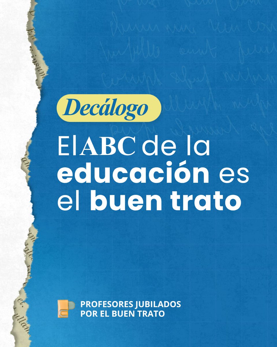 Profesbuentrato's tweet photo. 📘💛 Presentamos el "ABC del Buen Trato": los valores que guían nuestra lucha por la dignidad y el reconocimiento de las y los profesores jubilados. Tras una vida educando, exigimos justicia. 🤝

​#DeudaHistórica #ProfesoresJubilados #Chile #BuenTrato #Educación

Parte 1 https://t.co/rXPDh8IeBU
