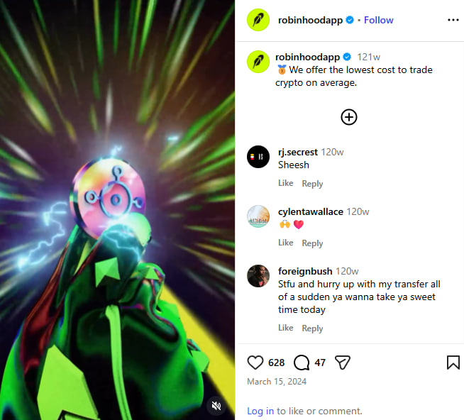 ValdHood's tweet photo. Bro robin hood legit made there own memecoin 2years ago and posted it on instagram

They even gave us a name in the video solana:DXTx11pPfG6igpuGZQjbU8t91bSPm93bbijmiBZupump 

this can send so hard just needs to bond hold your bags

0x1280bd6a16cd428dd24f1537b527ad52841893c8 https://t.co/nKmSr8Ofkz