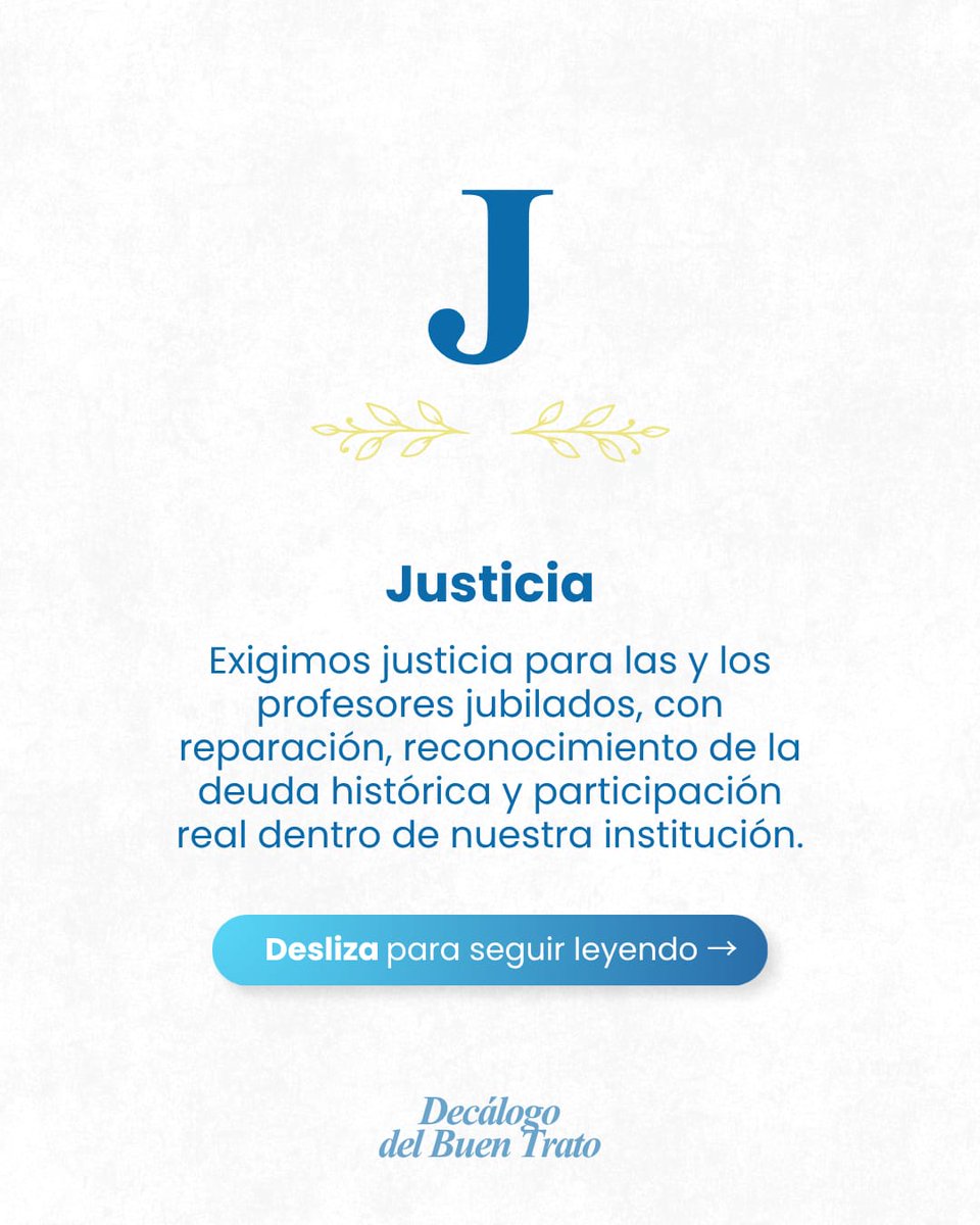 Profesbuentrato's tweet photo. 📘💛 Presentamos el "ABC del Buen Trato": los valores que guían nuestra lucha por la dignidad y el reconocimiento de las y los profesores jubilados. Tras una vida educando, exigimos justicia. 🤝

​#DeudaHistórica #ProfesoresJubilados #Chile #BuenTrato #Educación

Parte 3 https://t.co/ua8bDLPH3Q
