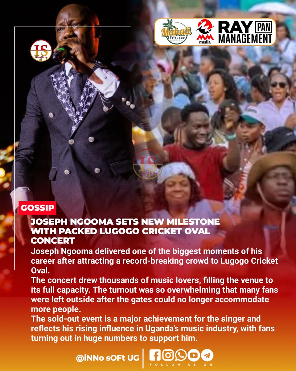 innosoftug's tweet photo. A historic night for Joseph Ngooma! 🎶🔥 Lugogo Cricket Oval was filled to capacity as thousands of fans turned up for his concert, leaving many others locked out due to the massive crowd.
#JosephNgooma #LugogoCricketOval #SoldOut #UgandanEntertainment https://t.co/LZRMgXvXL7