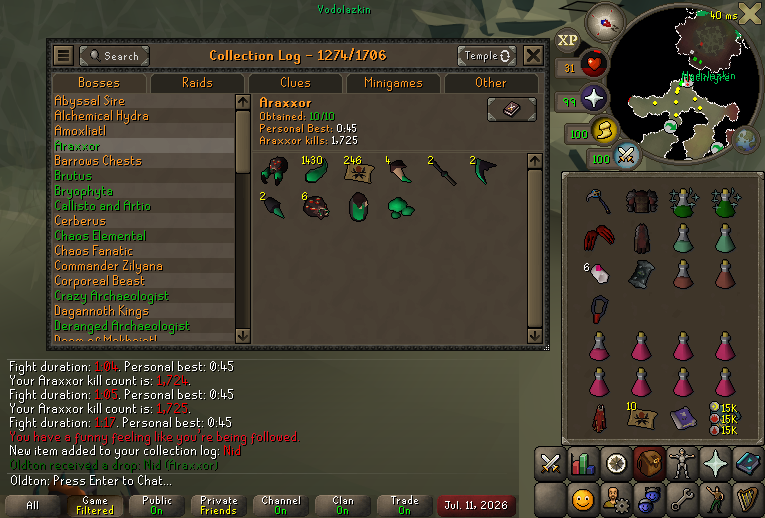 oldtonrs's tweet photo. Araxxor green logged https://t.co/OOYi204QmW
