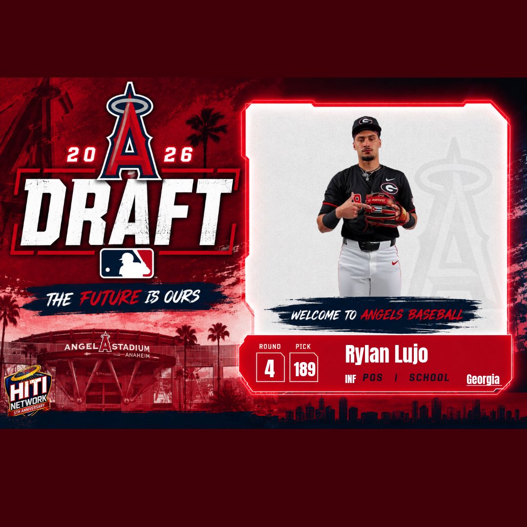 HalosInfield's tweet photo. “Rylan Lujo batted .357 with 16 doubles, one triple, 14 home runs and 49 RBI in 60 games for Georgia in 2026

He hit .310 with five HR and 11 RBI in nine NCAA Tournament games

His grandfather, Rennie Stennett, played 11 MLB seasons and won the 1979 World Series with the Pirates“

-Angels PR 

Congratulations Welcome to Anaheim! 

#RepTheHalo #GoHalos #Angels