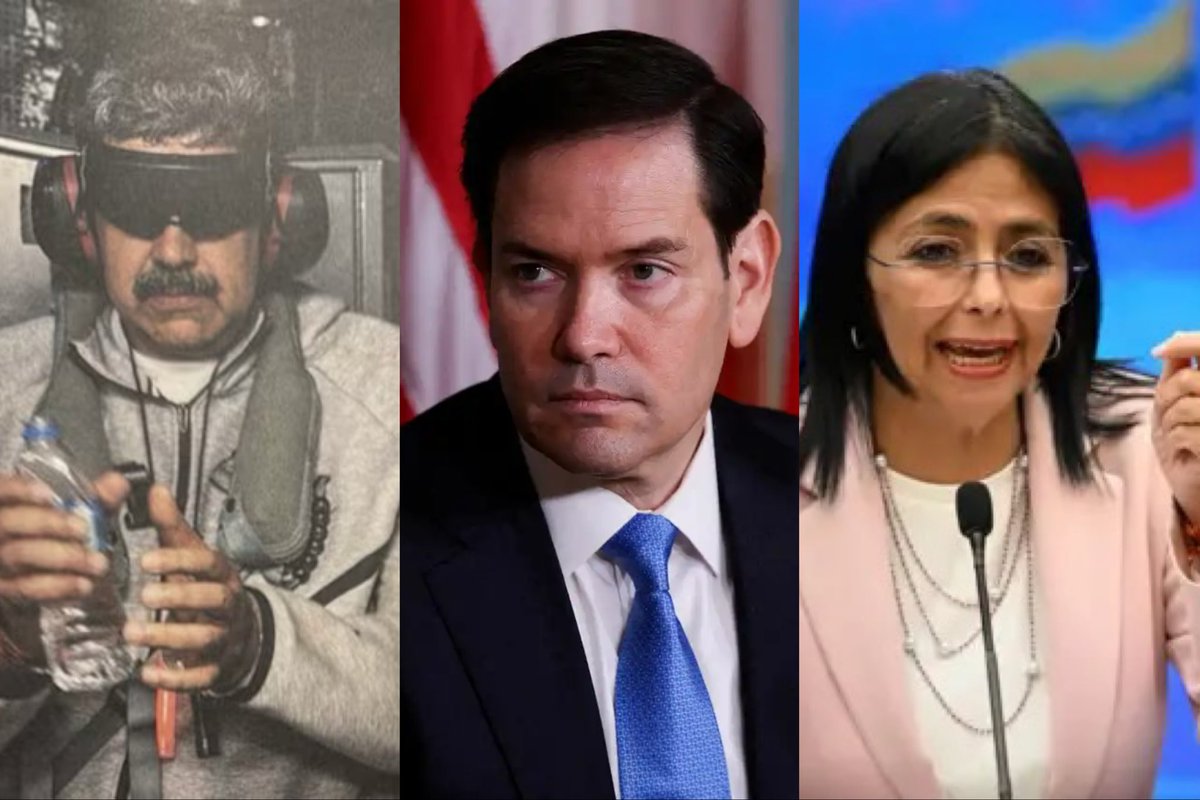 Geopoliticahoj's tweet photo. Seis meses após a captura de Nicolás Maduro por forças dos EUA, o New York Times afirma que o secretário de Estado Marco Rubio passou a coordenar as finanças, a gestão de recursos naturais e decisões estratégicas da Venezuela,  direcionado o governo interino de Delcy Rodríguez. https://t.co/bcD1f8OC8O