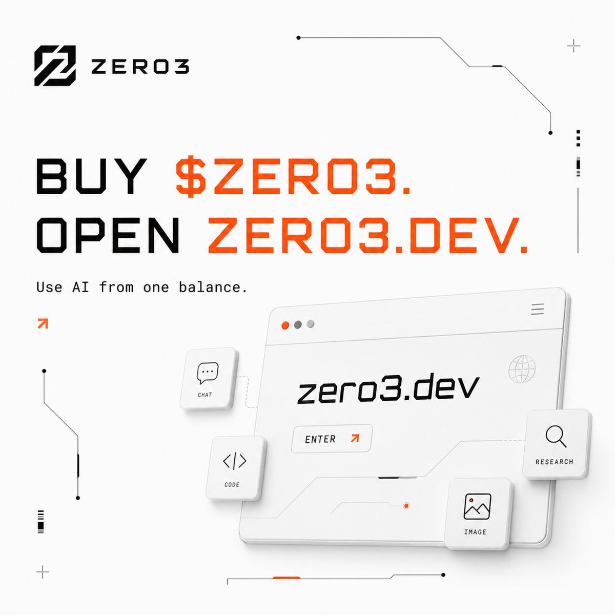 zero3xyz's tweet photo. Buy $ZERO, open https://t.co/StVW34REFS and start using AI from one balance.

That is the whole product loop. You do not need five subscriptions, five billing pages, or five separate accounts just to move between chat, code, images, research and other AI tools. Zero3 turns ZERO into the spend balance inside one AI access hub.

Get ZERO. Go to https://t.co/StVW34REFS Use the tools.