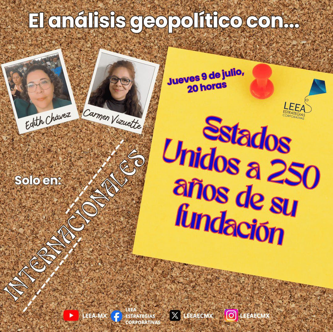 leeaecmx's tweet photo. ¿Qué está pasando en el mundo y cómo te afecta a ti?
El panorama global se mueve rápido, y en Internacionales nos detenemos a analizarlo a fondo. 
Jueves
20:00 h
Conducen: Edith Chávez y Carmen Vizuette
Transmisión en vivo por las redes oficiales de LEEA Estrategias Corporativas https://t.co/dMp70irD7z