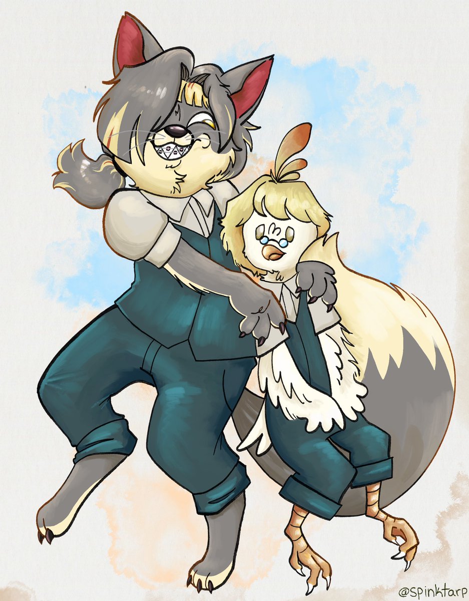 spinktarp's tweet photo. art fight will really end up having you drawing chicken little x limbus fan art 😭 https://t.co/NZnBDSkPHX