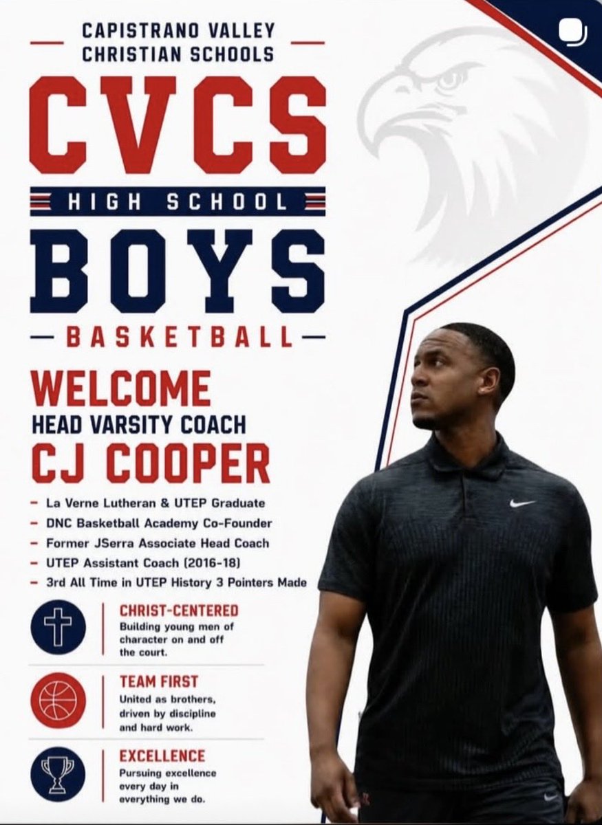 SteveFryer's tweet photo. New boys basketball coach at Capistrano Valley Christian. Was 5-1 as an interim HC at JSerra…JSerra coach Keith Wilkinson  raves about Cooper, loves the guy … https://t.co/JwakunaGJH