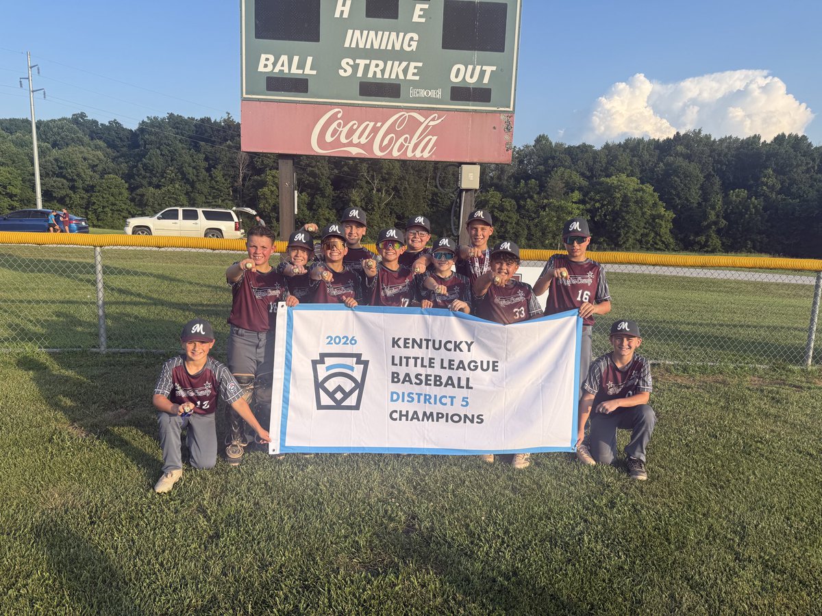 KYDist5LL's tweet photo. Kentucky District 5 Little League baseball District champions Marion County Little League https://t.co/J8CdwIpeeF