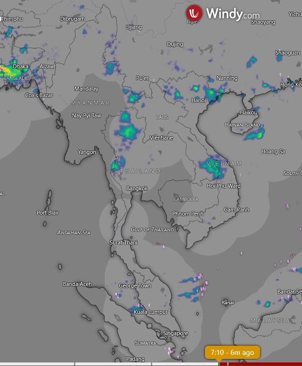 HelmutDuerrast's tweet photo. 10 Jul 26 07:10
RAIN (blue-green-yellow-red=higher intensity) for #Thailand #Bangkok and region; https://t.co/Q0Z3luT3Gj
with RAIN radar from https://t.co/6xsPTcYmf6
>#SWMonsoon RAIN
>STORM further NE over S China https://t.co/Z8aDtlehnq