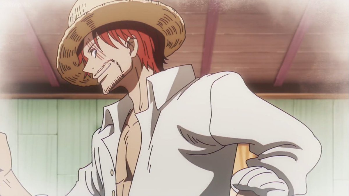 shankslusex's tweet photo. I really like that you can see shanks' favoritism just by looking at someone, because with luffy he even returns the smile out of the corner of his eye when he realizes that luffy was staring at him, it's clear that he adores his anchor https://t.co/tVvENJZnlX