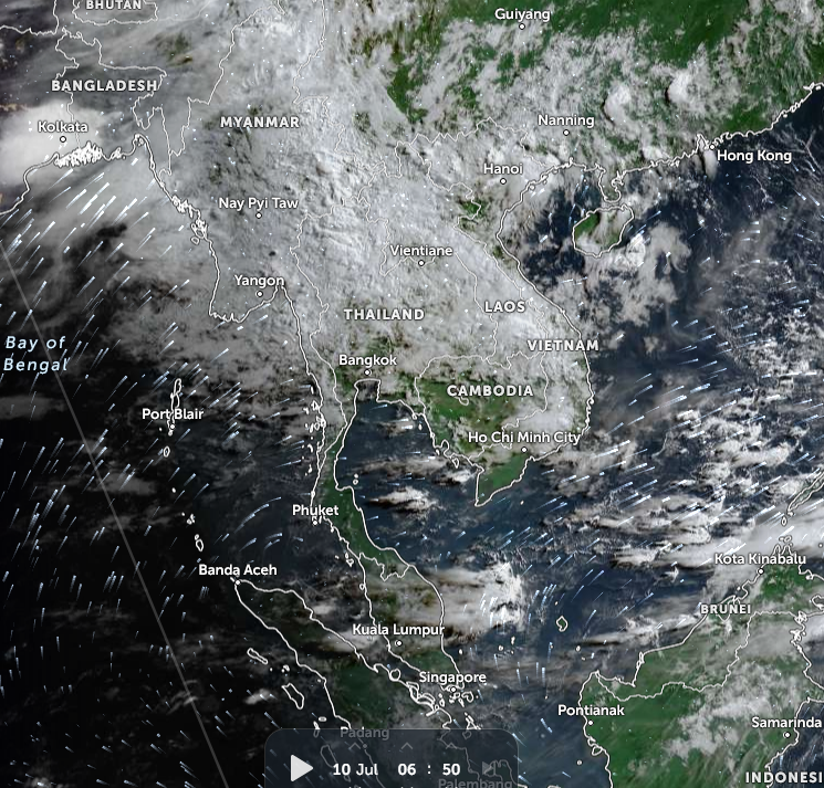 HelmutDuerrast's tweet photo. 10 Jul 26 06:50
Weather for #Thailand & region; via https://t.co/Cfj2vp2bHi, weather map via https://t.co/6xsPTcYmf6
>#SWMonsoon with SW WIND
>Low Pressure (L)-warmer land/ocean = more RAIN
>Double RED LINE=max Monsoon RAIN
>STORM https://t.co/qyxgFwfhJ7