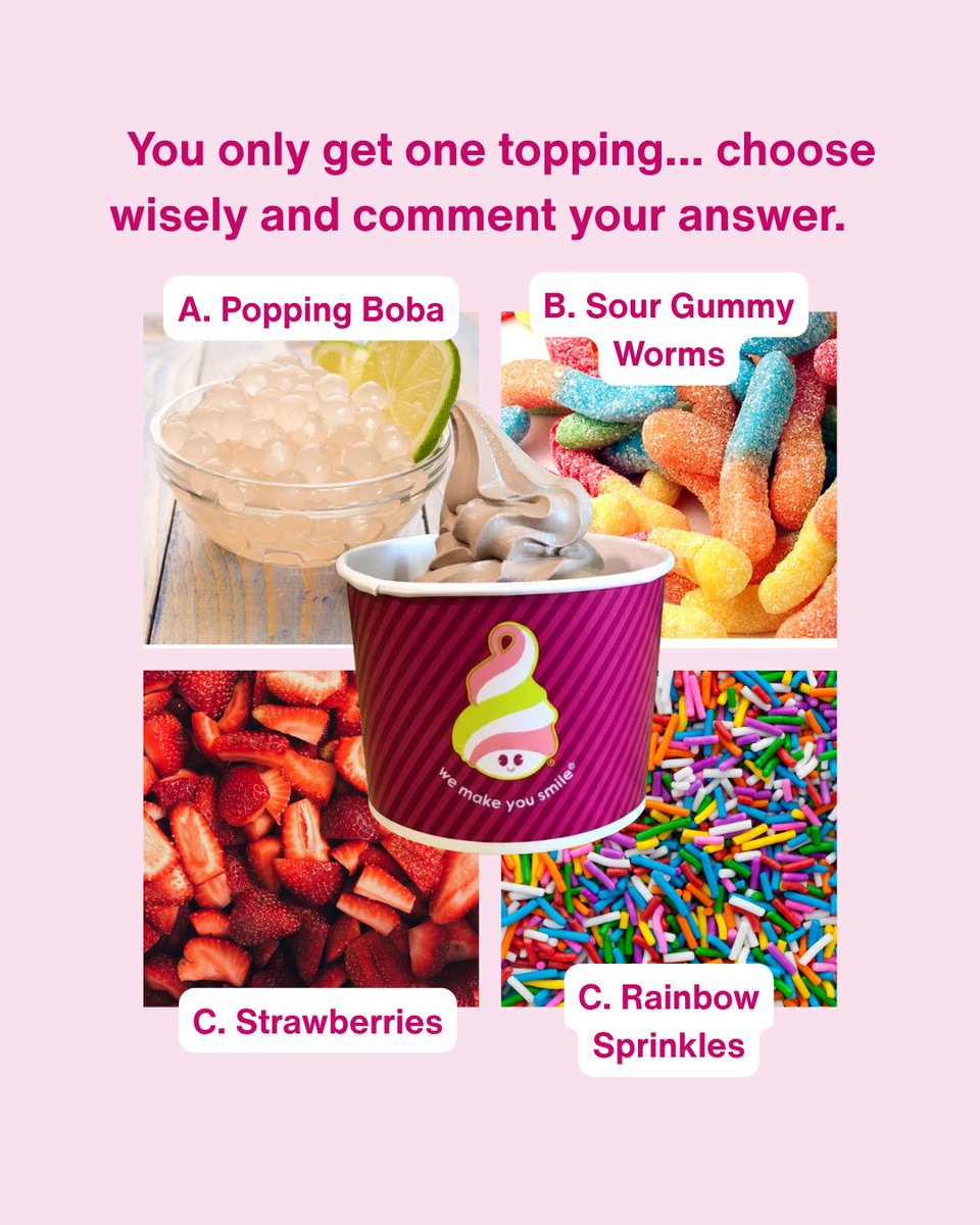 menchies_ca's tweet photo. The topping bar is calling… but there’s a catch. You only get ONE. 🍨😏⁣
⁣
Make your choice and let us know in the replies!⁣
⁣ https://t.co/gYOx2lxb5K