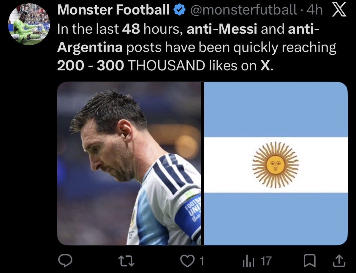 RealTimeRating's tweet photo. La campaña anti-Argentina y anti-Messi que comenzó a circular previo al partido de la selección en X. https://t.co/SiOKpK5WRe