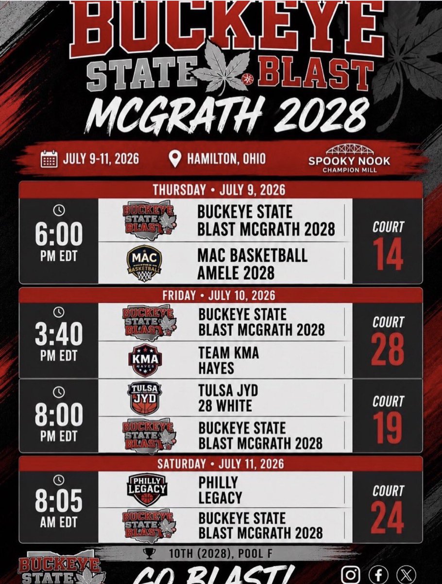 EmmaHall003's tweet photo. This weekend schedule! Go Blast! @mikemillsnc @TheAbner @The_Blast_AAU https://t.co/SbdIBkQLZE