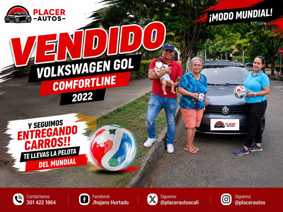 placerautoscali's tweet photo. 🚗🎉 ¡OTRO MÁS QUE ENCUENTRA SU CARRO IDEAL EN PLACER AUTOS!

✅ ¡VENDIDO! Volkswagen Gol Comfortline 2022.

⚽ Y seguimos entregando carros… ¡además, con tu compra te puedes llevar la pelota del Mundial!

📲 Escríbenos y encuentra el vehículo ideal para ti. https://t.co/Zts6ITZnbA