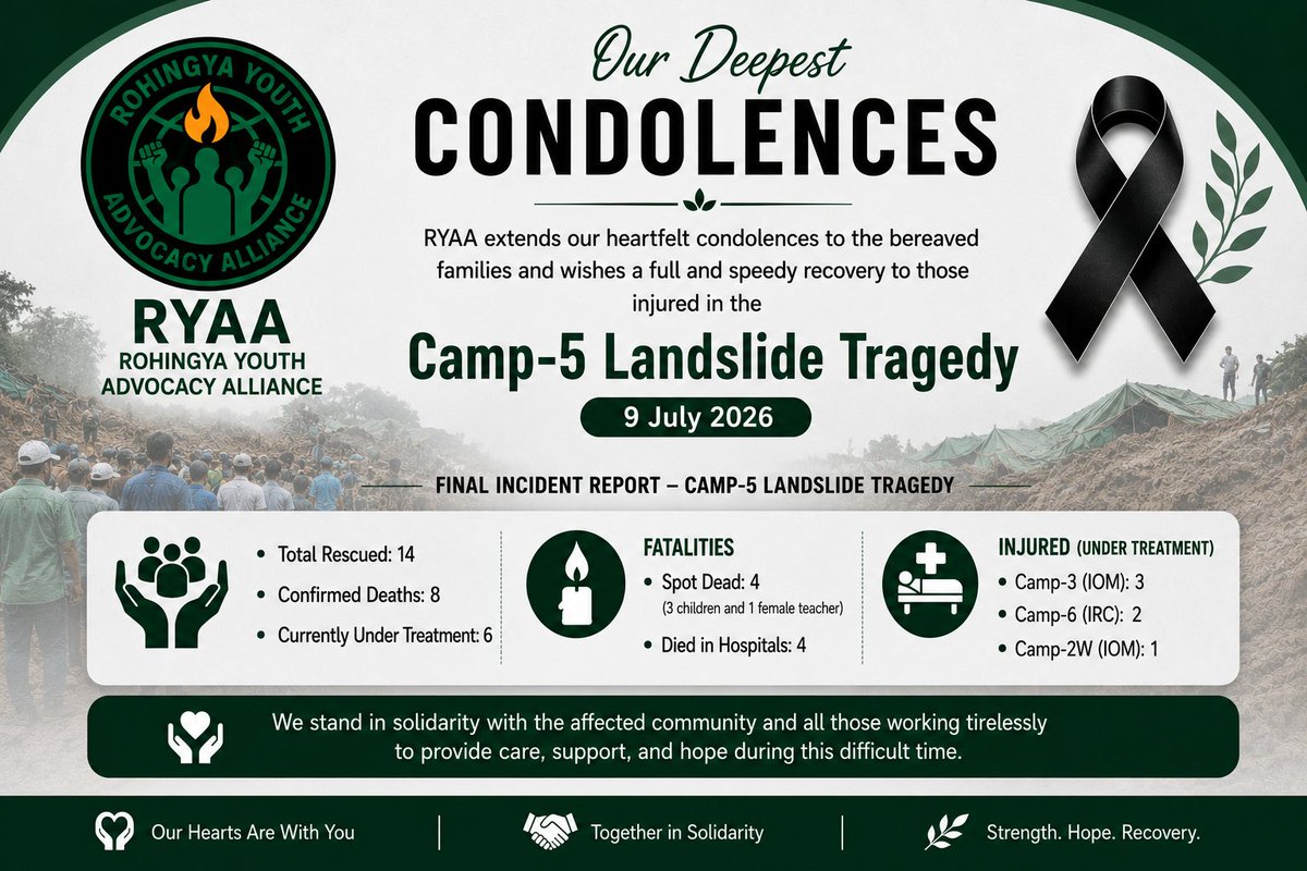 ryaalliance's tweet photo. RYAA expresses its deepest condolences to the families who lost their loved ones in the tragic Camp-5 landslide on 9 July 2026.

According to available information, 8 people lost their lives, 14 were rescued and 6 are currently receiving treatment. https://t.co/K9CWHxT46L