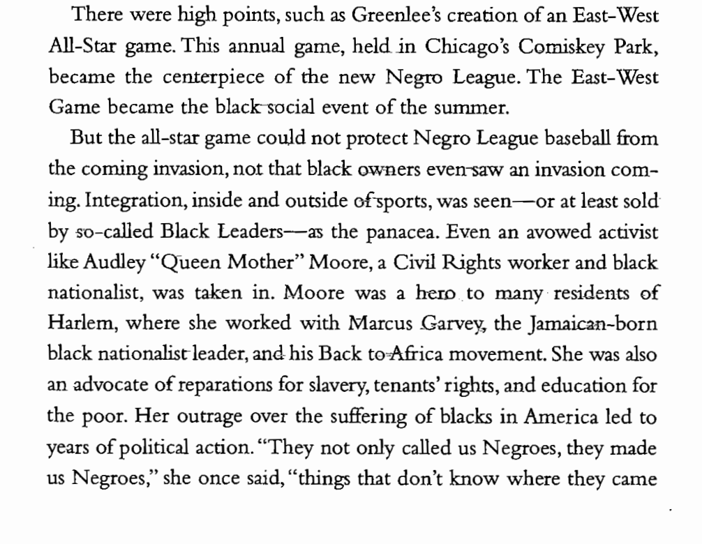 DabSquad_Slank's tweet photo. Before integration, Queen Mother Moore organized a committee to get Black players into the MLB.
She would later come to see these efforts as misguided, saying, "Had I not been a Negro, I would have fought to get our teams in the big leagues. But what I did was kill the teams." https://t.co/2QXIvyZoDE