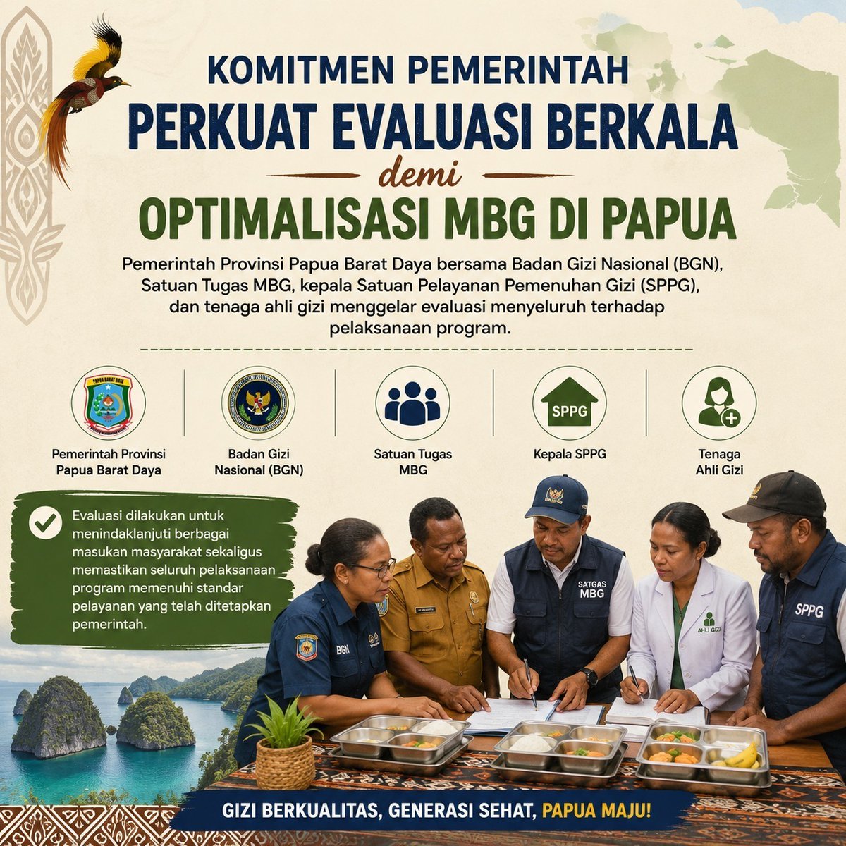 InfoPapua7's tweet photo. Komitmen Perkuat Evaluasi Berkala Demi Optimalisasi MBG di Papua https://t.co/Vov2lQDFIB