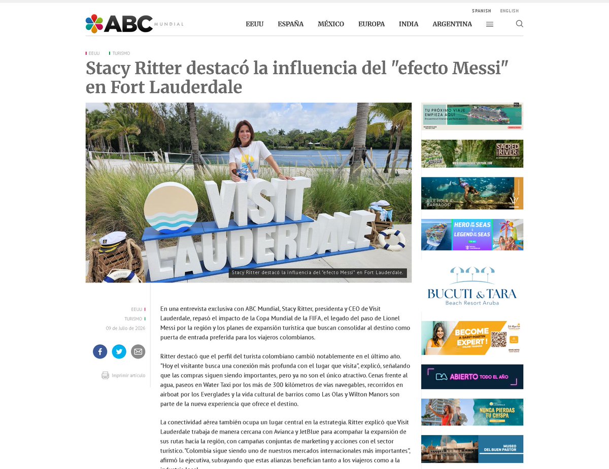 ABCMundial's tweet photo. Stacy Ritter destacó la influencia del "efecto Messi" en Fort Lauderdale
#FortLauderdale #Messi #EfectoMessi 
@visitlauderdale 
👉 Nota completa en ABC Mundial ESP/ENG/POR
https://t.co/MgmnXIFO98 https://t.co/n4V960UJbH