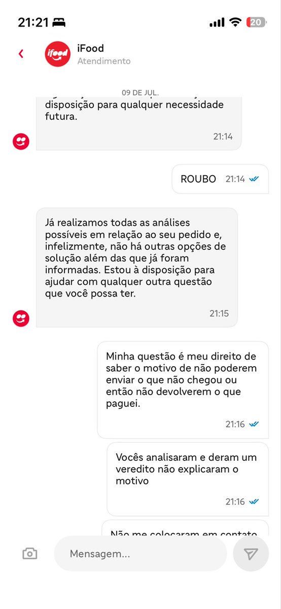 MarlonQmc's tweet photo. Ai como já fecharam as 21:04 simplesmente nada pode ser feito, paguei pelo lanche que não recebi, e ainda por cima recebo a mensagem que nada pode ser feito? https://t.co/c3KpGuqJsJ