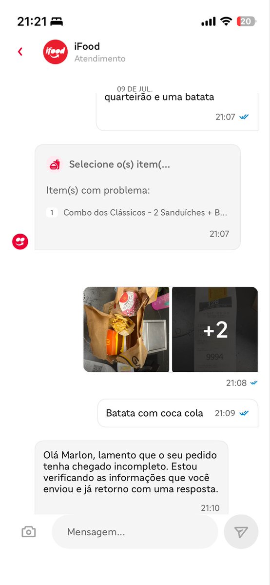 MarlonQmc's tweet photo. Ai como já fecharam as 21:04 simplesmente nada pode ser feito, paguei pelo lanche que não recebi, e ainda por cima recebo a mensagem que nada pode ser feito? https://t.co/c3KpGuqJsJ