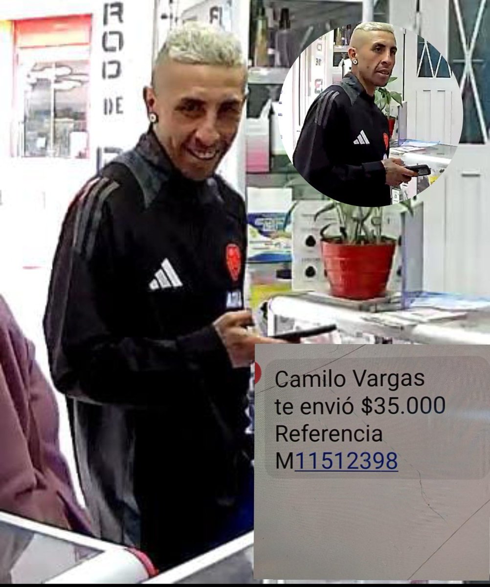 bosa_b7's tweet photo. Dice llamarse Camilo Vargas, pero no es el arquero de la https://t.co/i6VPG4WvFf un estafador con transacción F4LS4 en Bosa 👀🚨. https://t.co/pvBVCYz2y3
