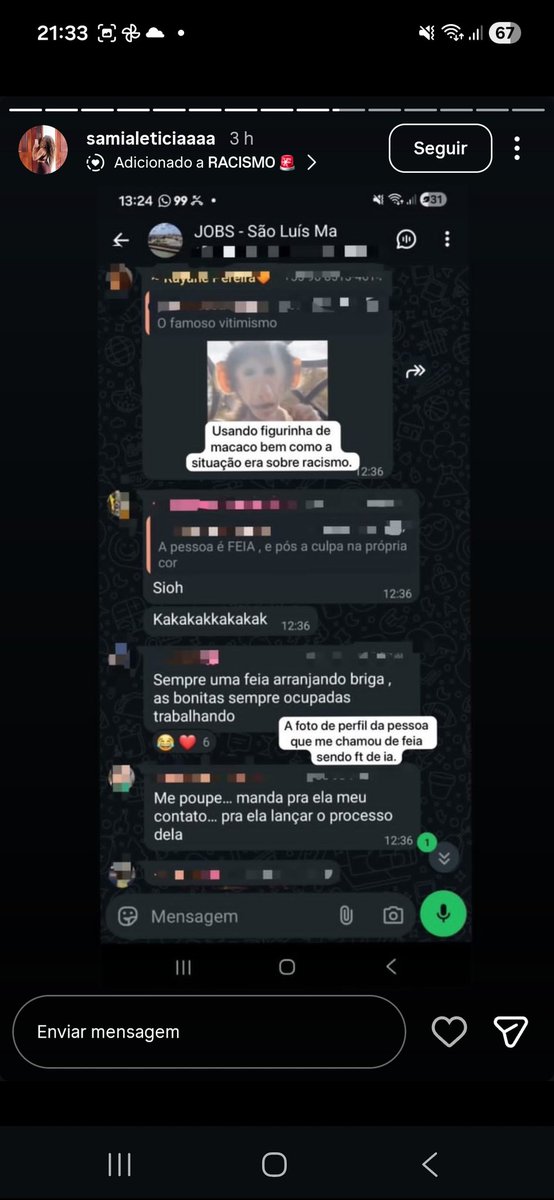 meninavenen0r's tweet photo. sobre o caso da menina que sofreu racismo aqui em sao luis: é muito preocupante essas pessoas banalizando racismo associando a situação a macaco e chicote. as pessoas só procuram uma brechinha pra destilar ódio, né? isso aqui deveria ser levado mais a sério. eu só sinto nojo! https://t.co/rDQlXM8Xaf