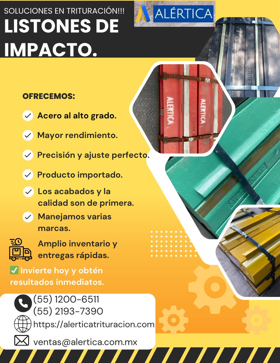 gabomon08's tweet photo. 🚨 ¡MAXIMIZA EL RENDIMIENTO DE TU TRITURADORA DE IMPACTO! 🚨
Nosotros tenemos la solución evita paros de producción.

🚚 Envíos a toda la República Mexicana.

📲 https://t.co/2twepJOFyz

📲 https://t.co/wPCNZdLUtt

 https://t.co/8SF73ApYXQ

📧 ventas@alertica.com.mx https://t.co/9zWHlZTOzP