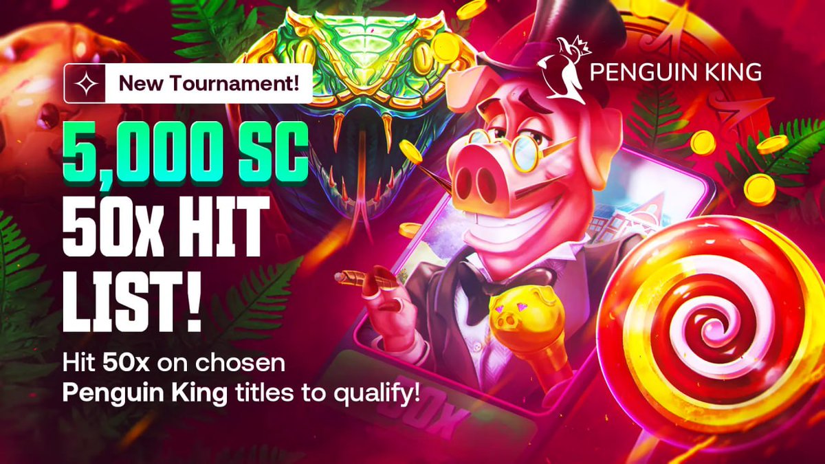 ShuffleUSA's tweet photo. PENGUIN KING HIT LIST! 💥

Hit 50x on the selected games and take your share of the 5,000 SC prize pool!

📍 https://t.co/tP1o5MgB89

No purchase required. https://t.co/FFbrlamsBL only 🇺🇸 in eligible areas. 18+ only, T&amp;Cs apply. https://t.co/lZF83PXTLR