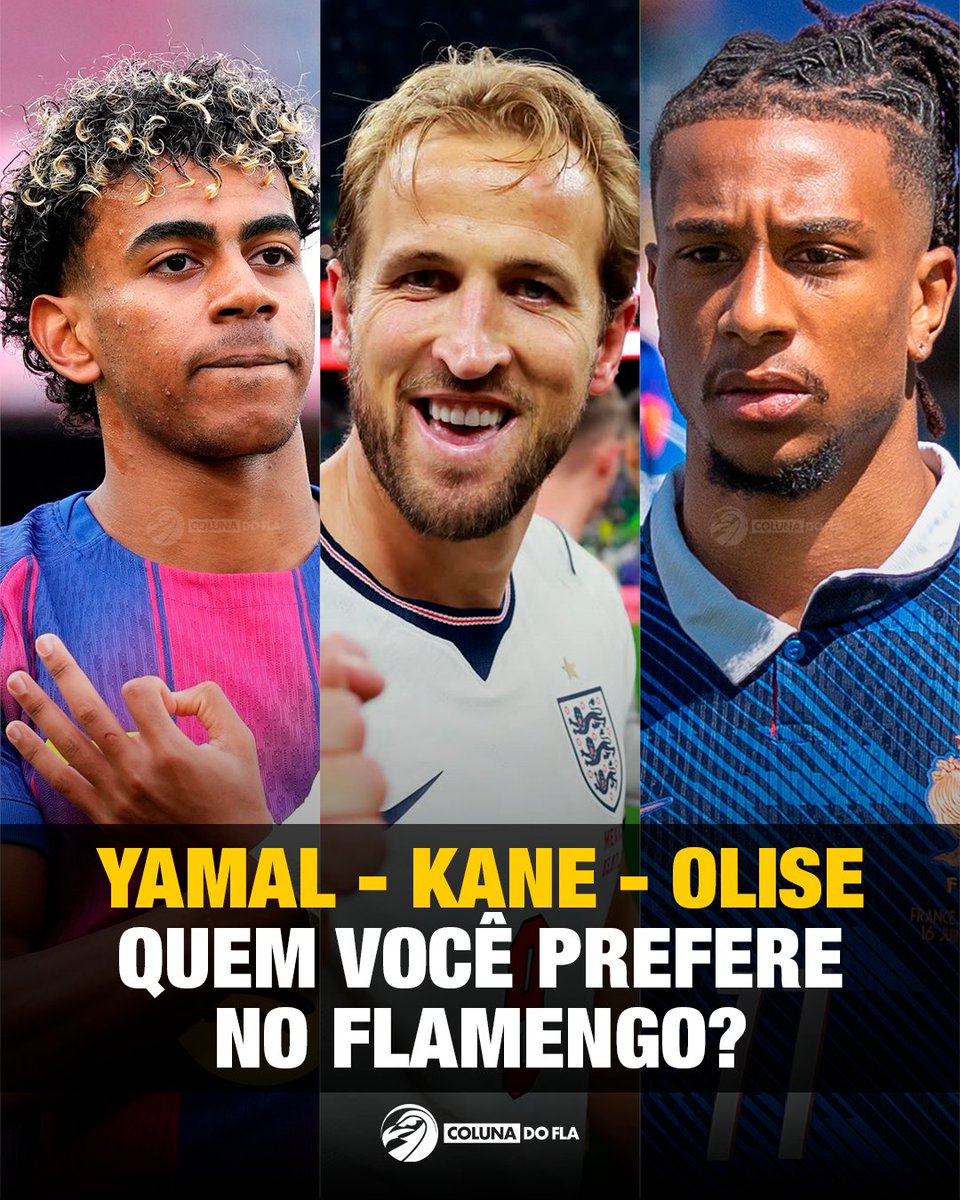 ColunadoFla's tweet photo. 👀 JÁ PENSOU?

📊Enquete: Lamine Yamal - Harry Kane - Michael Olise?

💰 Se o Mengão decidisse abrir o bolso pra gastar com as estrelas da Copa do Mundo, quem você traria? https://t.co/7hNApNiD3P