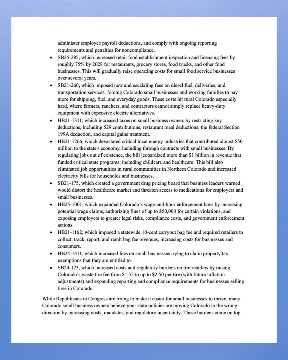 repgabeevans's tweet photo. For months, I've heard the same thing from small business owners across #CO08:

"It's getting harder to do business in Colorado."

Higher taxes. More fees. More mandates. More red tape.

I took those concerns directly to @GovofCO, urging him to ease the burdens his administration has placed on Colorado job creators.

I work for the people of Colorado—not the bureaucracy. When small businesses speak, I listen. And when I hear the same concerns over and over again, I take action.