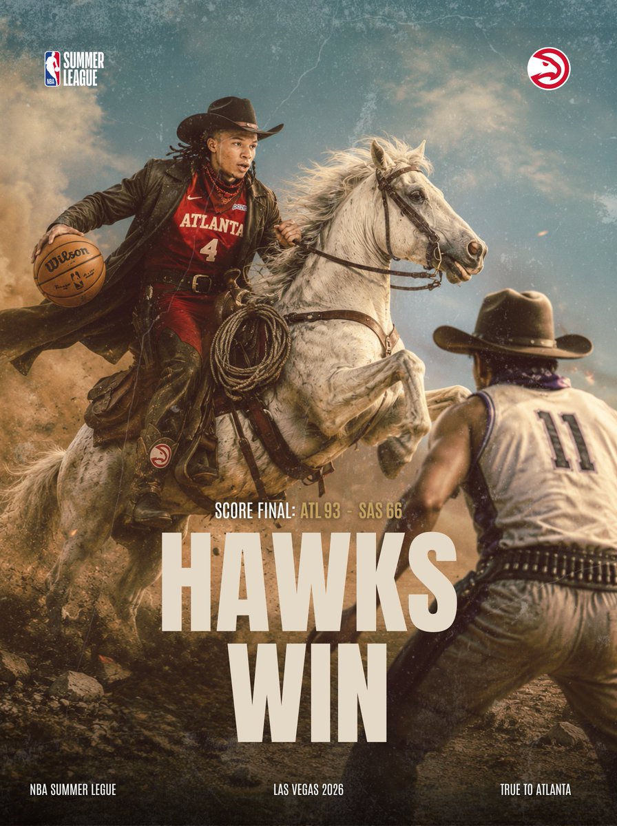 atlantahawksarg's tweet photo. Llegó la tercera victoria consecutiva en la Summer League 2026 ante @spurs 🤠

¡ESTOS SON LOS PIBES DE ATLANTA! https://t.co/2ZYSTcRMav