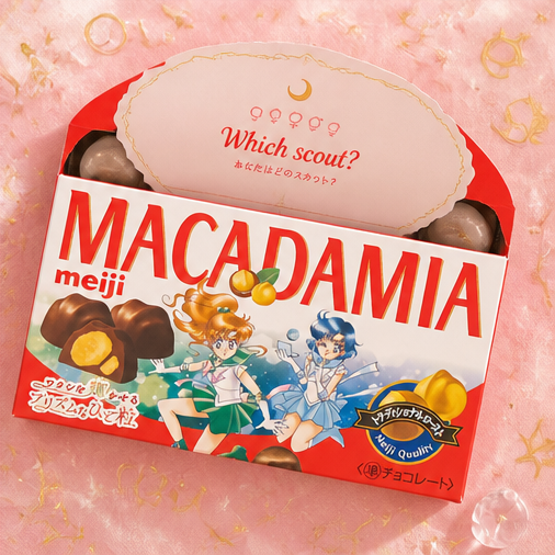potsquared's tweet photo. POV: snacking like a Guardian today. ✨ Which scout is your favorite? Tell us in the comments! 🌙
#meiji #macadamia #sailormoon #japansnacks #snackgoals https://t.co/ueU3yYG8eJ
