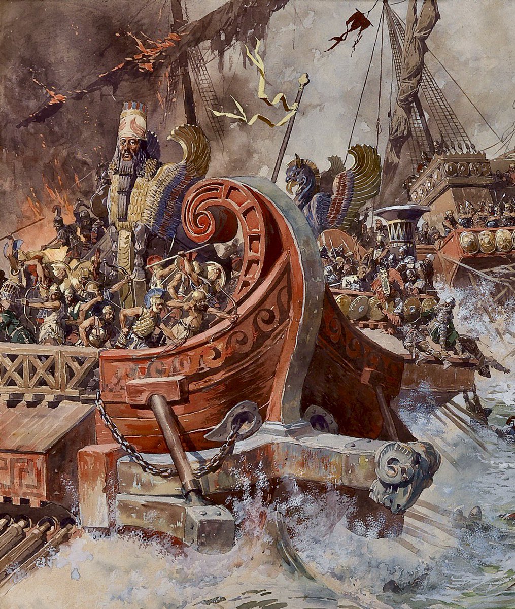unconquered_sol's tweet photo. The Battle of Salamis
— Anton Hoffmann (1912) https://t.co/7jb6ReEJa5