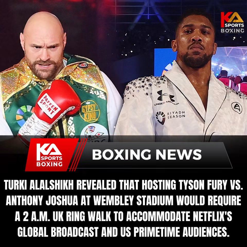 kazportz's tweet photo. Fury-AJ at Wembley Requires 2 AM Ring Walk for Netflix and Global Audience.
#kasportsboxing #boxingnews #worldboxing #boxingtraining #kboxtv #acetvboxing #boxeo #world #boxing #furyaj https://t.co/cMtXl4WPML