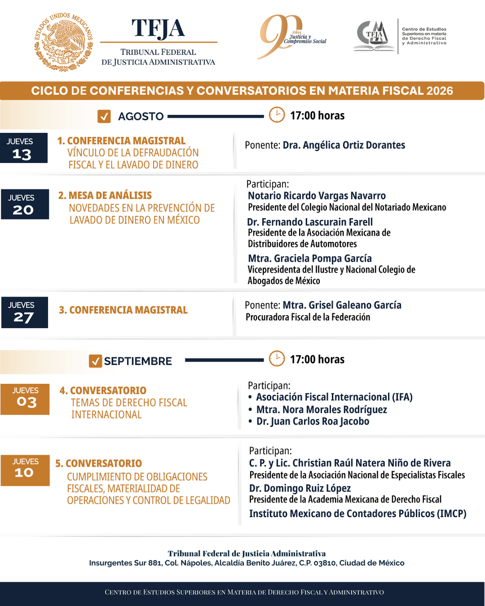 CesmdfaTFJA's tweet photo. 📚Hay temas que no pueden abordarse en una sola conferencia
Por ello, el Centro de Estudios presenta el Ciclo de Conferencias y Conversatorios en Materia Fiscal 2026, un espacio para el análisis, el diálogo y la actualización jurídica
@TFJAMexico 
#CentroDeEstudios
#MateriaFiscal https://t.co/TFEE1FwbIh
