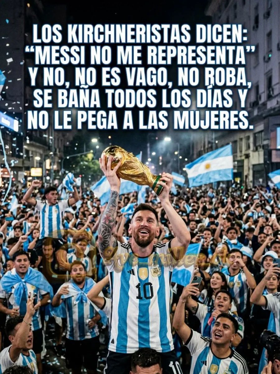 NanyVenialgo's tweet photo. NO PUDIERON CORROMPER A #MESSI POR ESO CIERTOS PERSONAJES Y COLECTIVOS LO ODIAN. #MESSI ES FAMILIA, ES UN SEÑOR, COMO SUS COMPAÑEROS DE EQUIPO.
#FUERAPROGRES
#VIVANYDEJENVIVIR #VIVALASCALONETA
#VIVALASELECCIONARGENTINA
@JMilei
@Lionel10ok
@imessi https://t.co/kUez0NFsR7