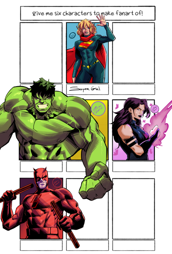 ShimoArt_'s tweet photo. I need to add two female characters and two male characters, so feel free to let me know who! https://t.co/H3qz1rRqGE
