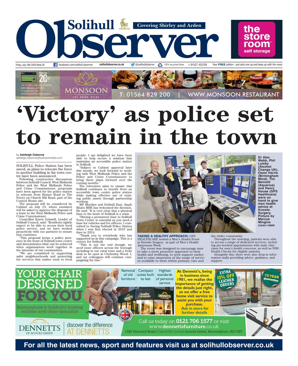 AndyGibsonTV's tweet photo. "'VICTORY' AS POLICE SET TO REMAIN IN THE TOWN"
@AshEOsborne for Solihull Observer
Solihull Council plan to move their Police Station on Homer Road in Town Centre of Solihull to The Priory following talks with West Midlands Police.
#SolihullObserver
#TomorrowsPapersToday