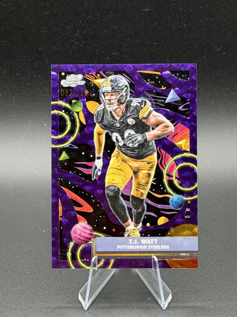 quinnchrisjr's tweet photo. Let’s do another givvy and see if we can do it bigger than last time! TJ Watt purple cosmic chrome! Follow me and retweet, comment your favorite team to enter. Winner will be selected 9 pm eastern 07/12 https://t.co/qoWuzco4kg