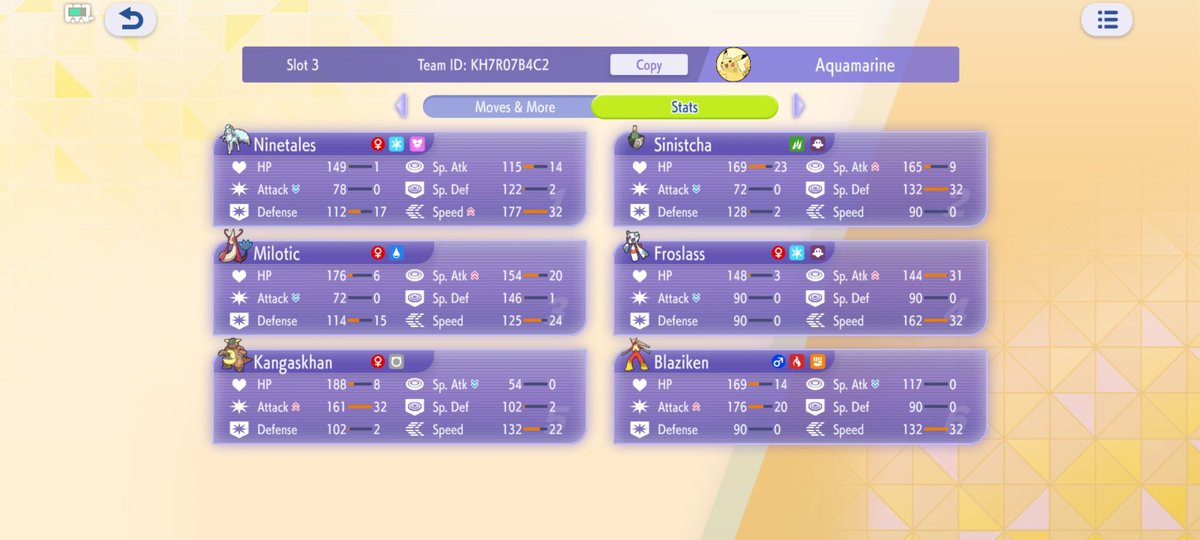 AquamarineVGC's tweet photo. Still creating the team report and event recap, but here's the team code for those wanting to try it out on Champions:

KH7R07B4C2

Listed down below is about all the details such as the moves, items and spreads! 

LMK if you have any Qs for the team and hope you have fun with it https://t.co/eeAAnc0TQ1